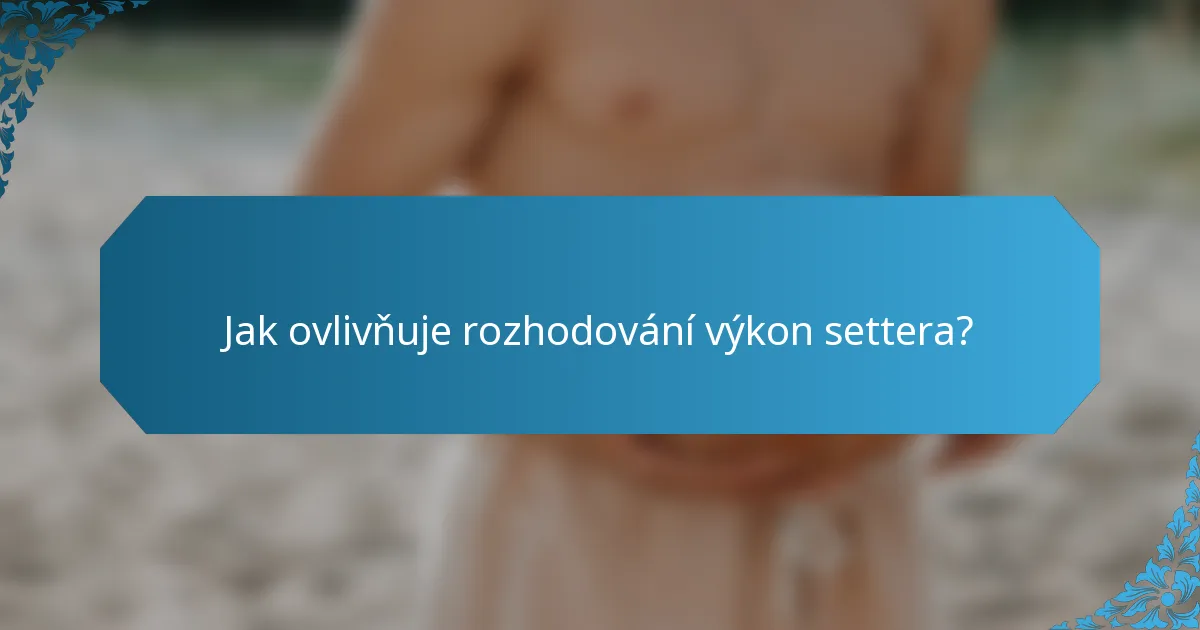 Jak ovlivňuje rozhodování výkon settera?